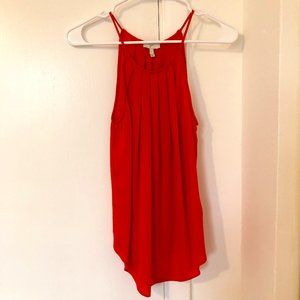 Joie Orange 100% Silk Spaghetti Strap Pleated Tank Sz S